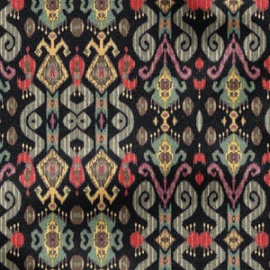 Traditional Ikat Pattern Fabric, Digital Print Cloth by the Yard, Multicolor Tribal Design for Upholstery, Home Decor, Sewing, Crafting