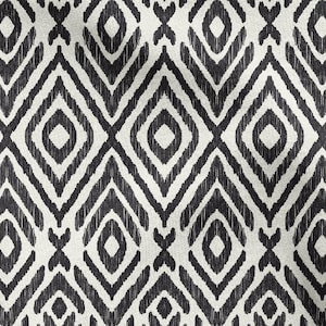 Black Ikat Pattern Fabric, Digital Print Cloth by the Yard, Modern Geometric Design for Upholstery, Home Decor, DIY Sewing, and Crafts