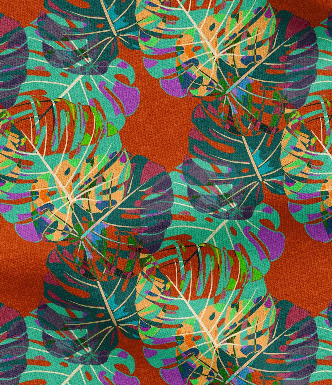 Tropical Leaf Pattern Fabric, Digital Print Cloth by the Yard, Bold and ...