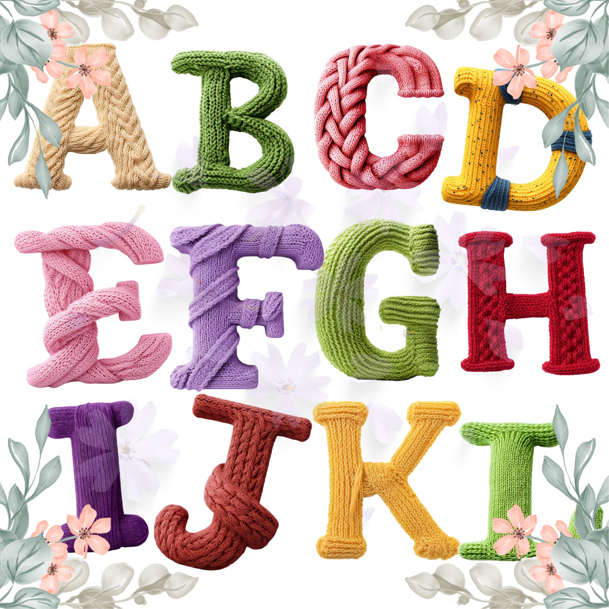 Yarn Letter R Knitted Alphabet Clipart: Wool Yarn PNG (digital Download) - Etsy
