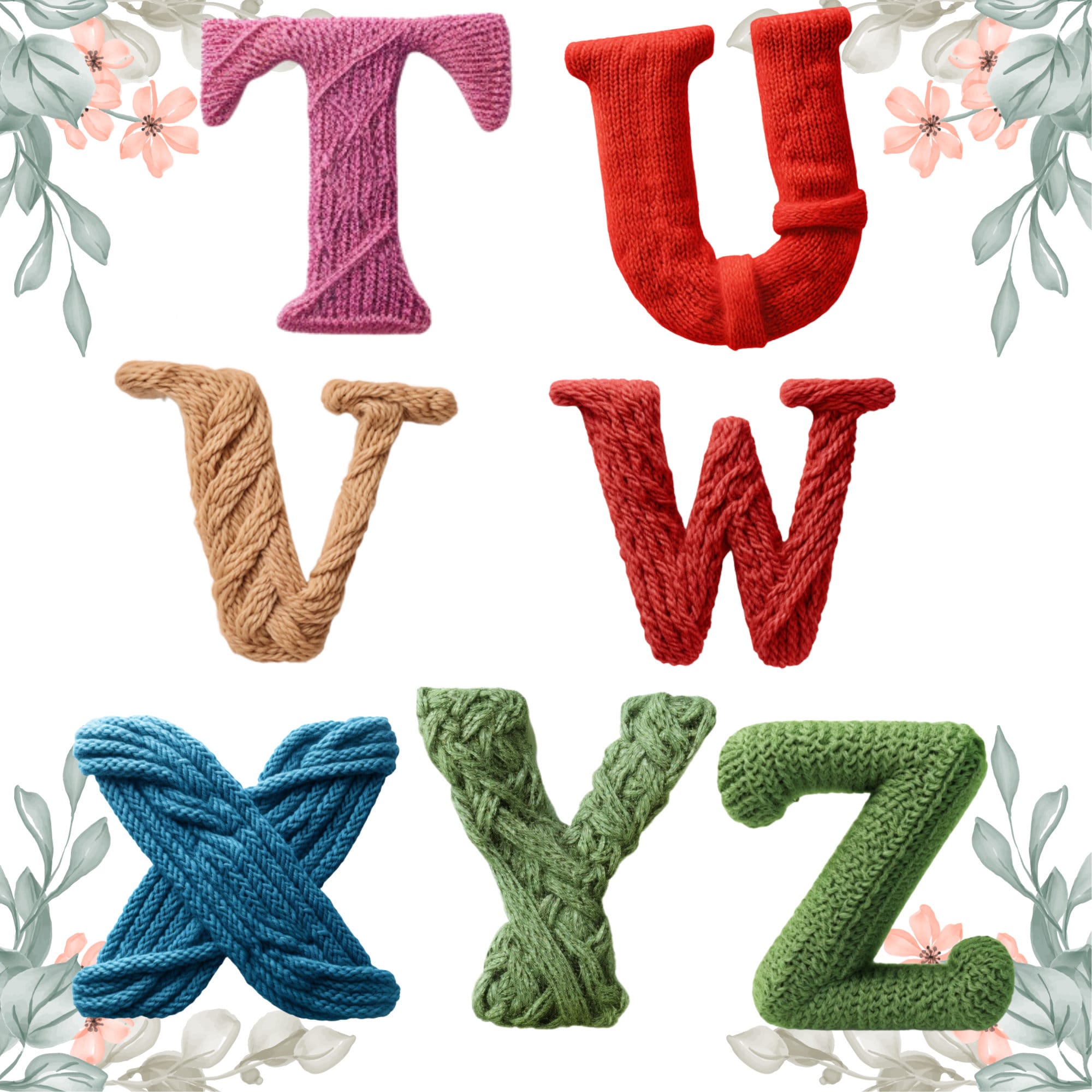 Knitted Letters Clipart Png Knitted Alphabet Png Download Etsy