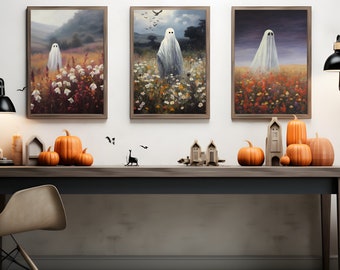 Halloween Gallery Wall Printable Set Halloween Print Bundle Halloween Ghost Wall Decor Set Autumn Gallery Wall Decor Rustic Wall Art Set