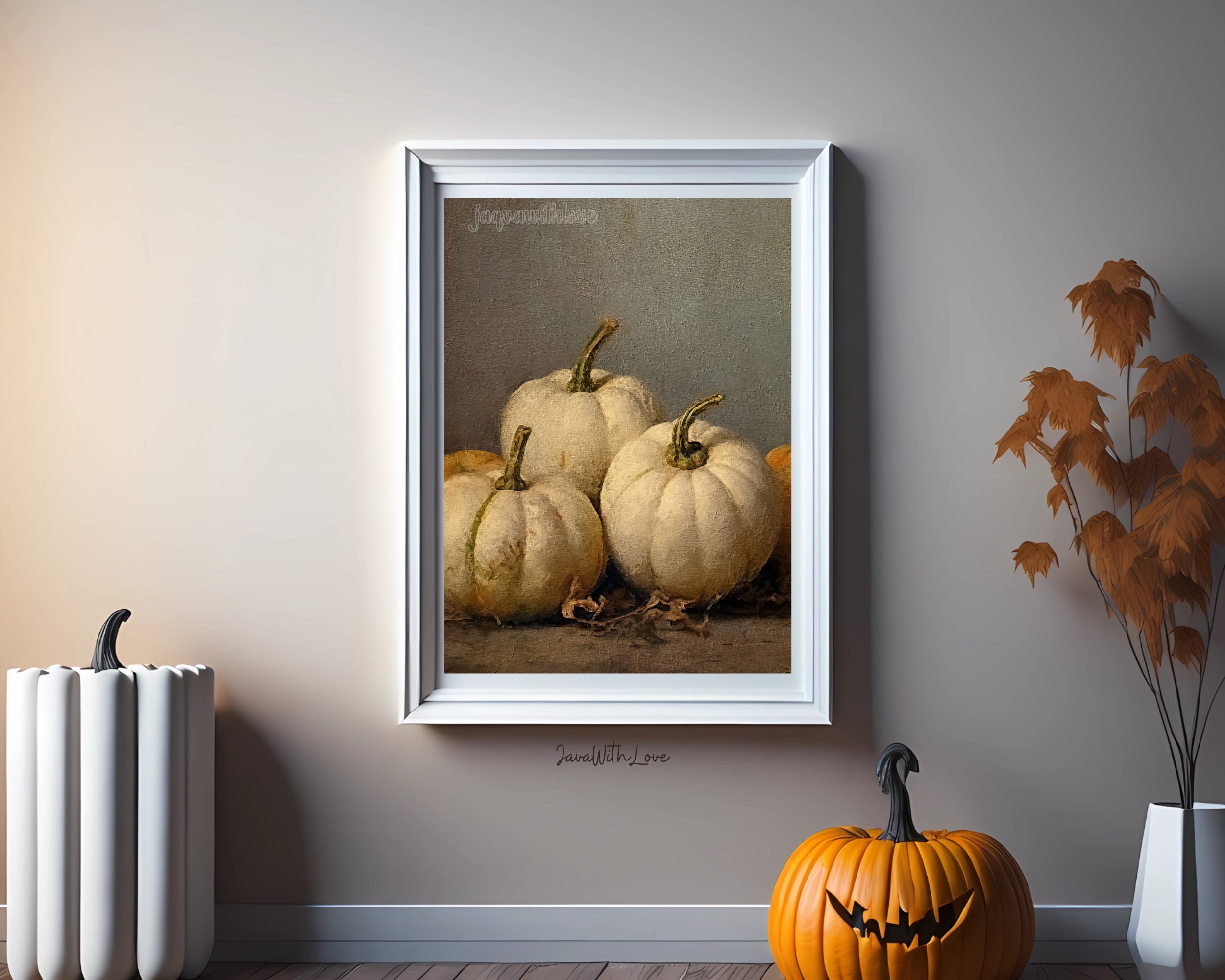 Fall Wall Decor Printable Pumpkin Still Life Painting Rustic Fall Art ...