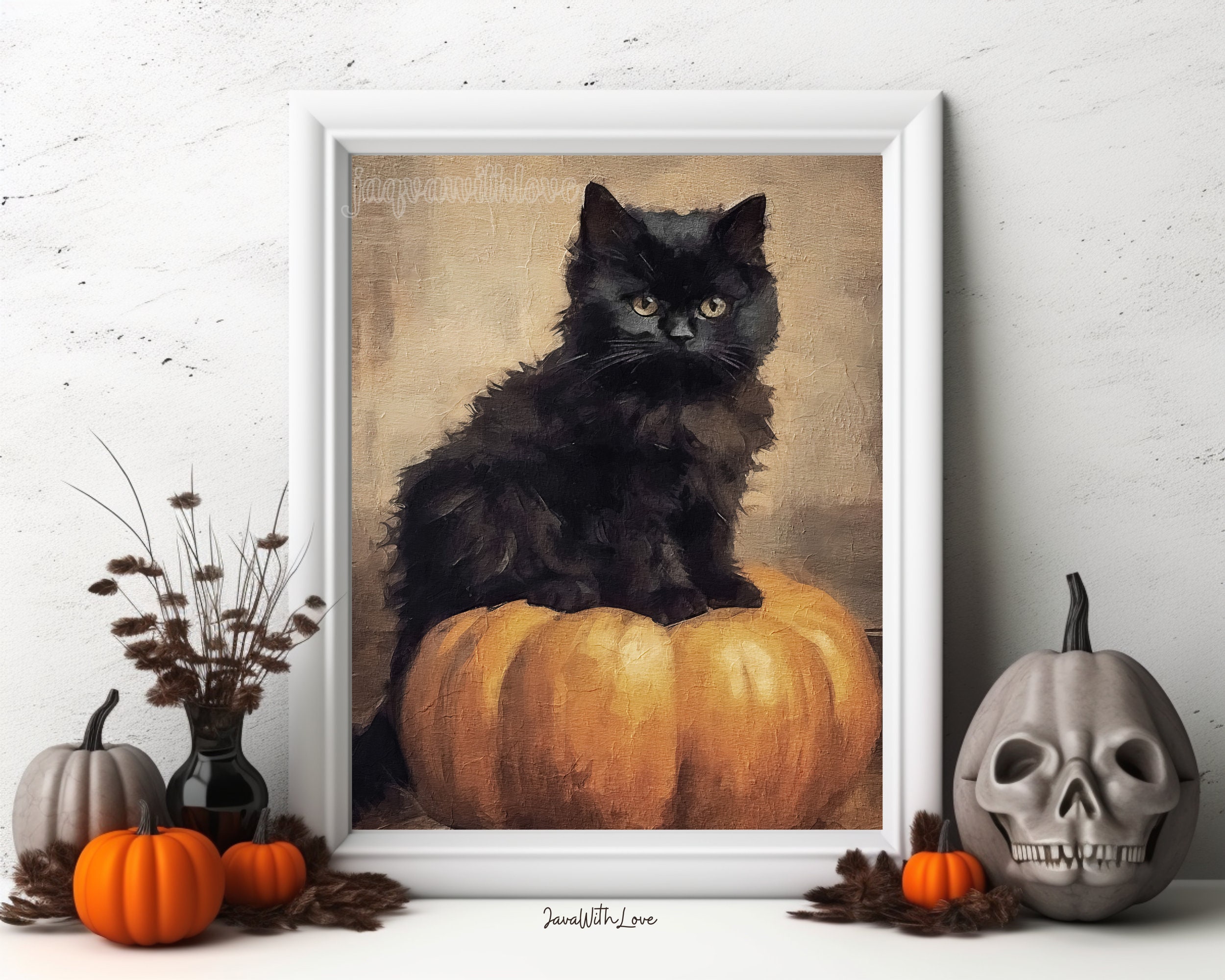 Cute Black Cat Printable Halloween Wall Art Halloween Spooky Print ...