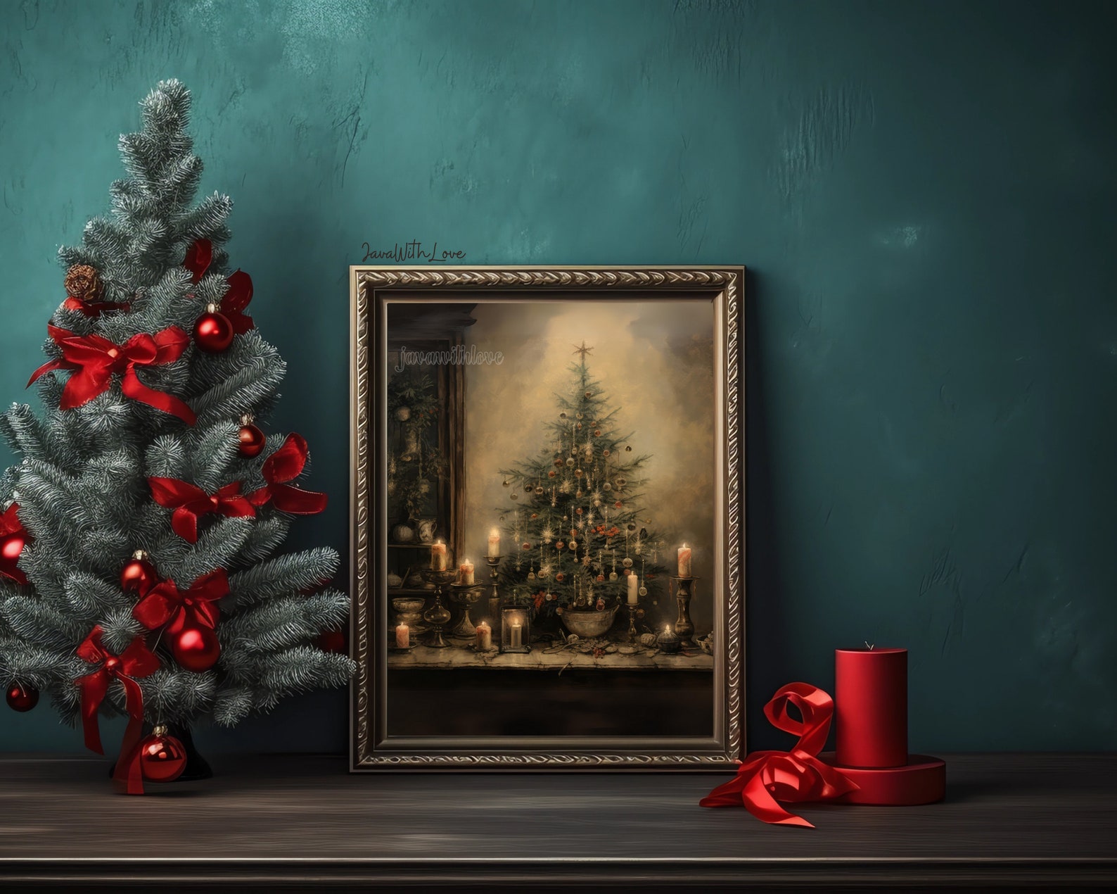 Vintage Christmas Wall Art Christmas Tree Printable Christmas Oil ...