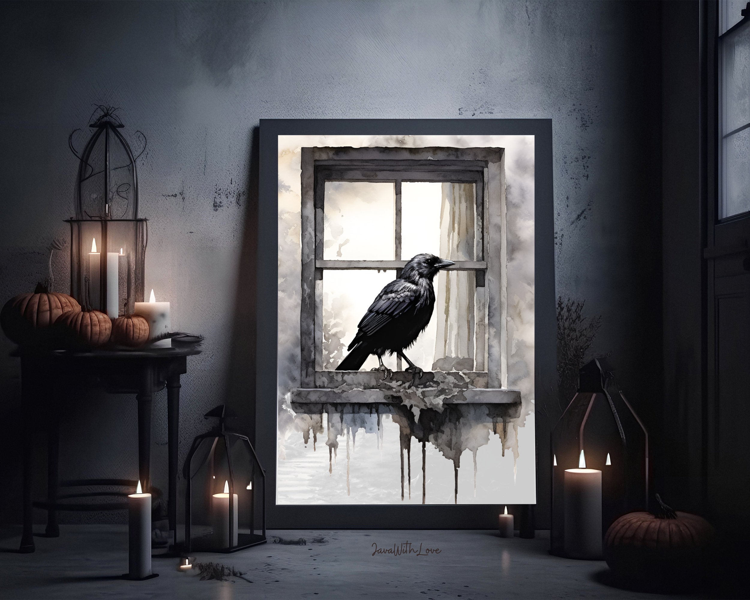 Printable Haunted Raven Wall Art Rustic Witch-core Decor Spooky Dark ...