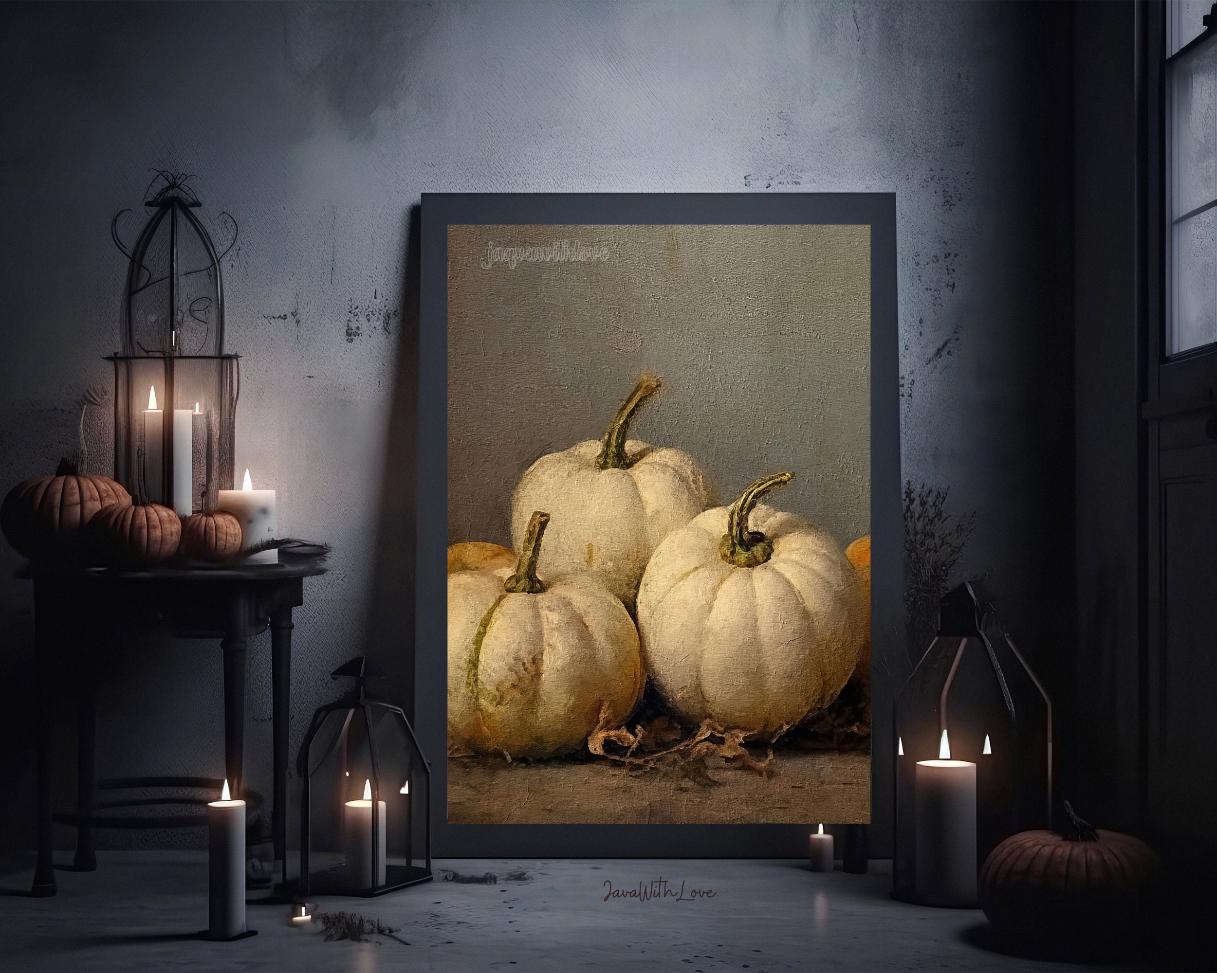 Fall Wall Decor Printable Pumpkin Still Life Painting Rustic Fall Art ...