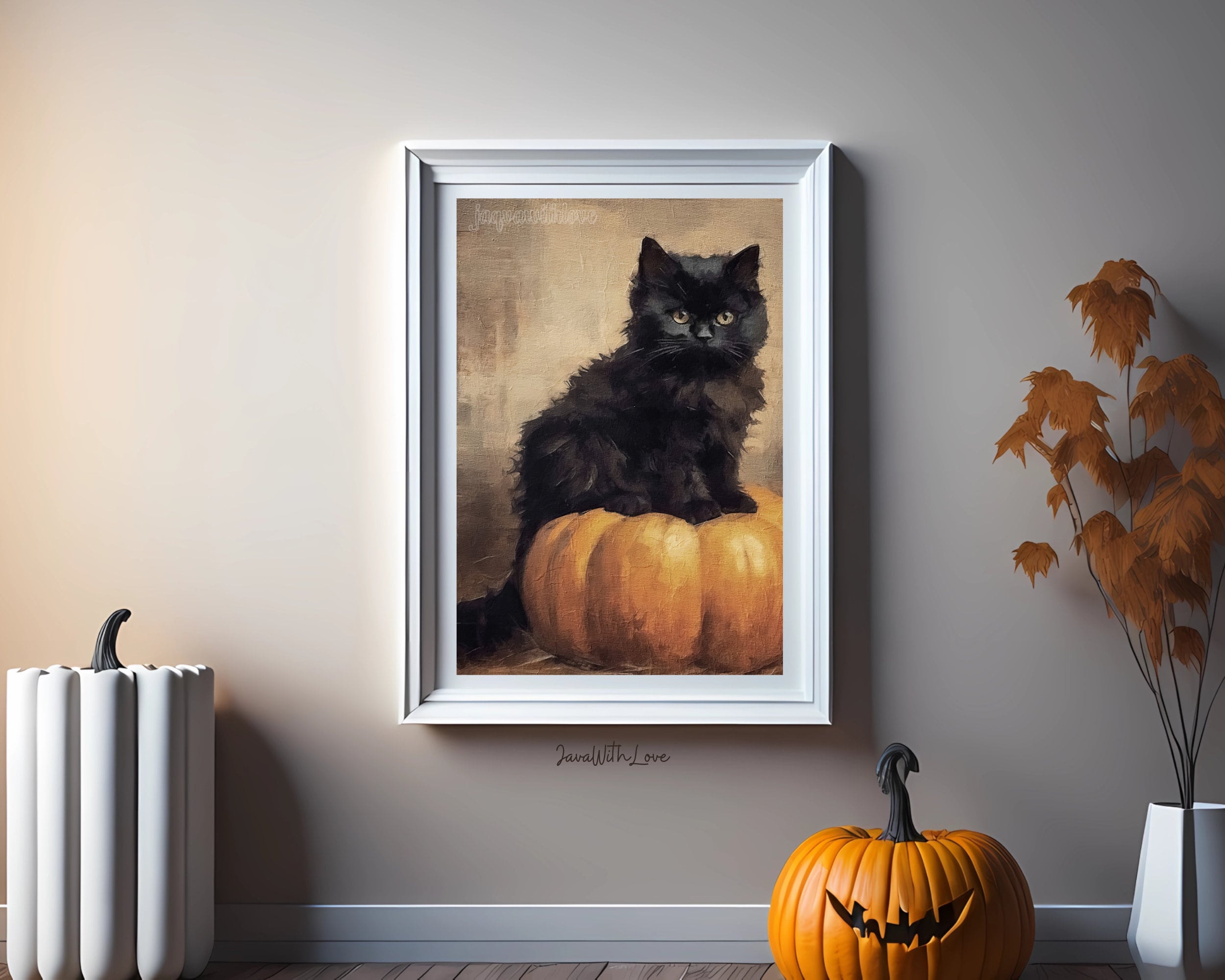 Cute Black Cat Printable Halloween Wall Art Halloween Spooky Print ...