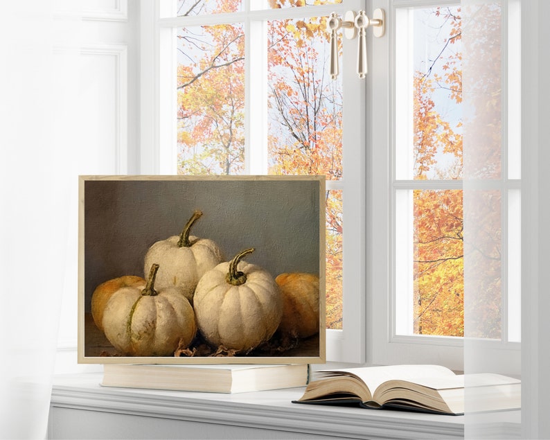 Fall Wall Decor Printable Pumpkin Still Life Painting Rustic Fall Art ...