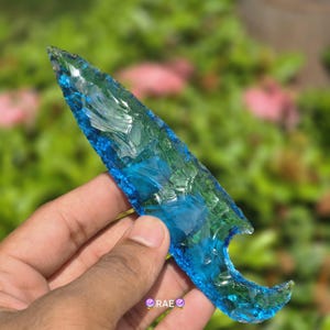 Blue Aqua Obsidian Athame, Handmade Athame, Obsidian Glass Athame, Home Decor, Crystal Gift (Approximate Size: 5&quot;- 6&quot;)
