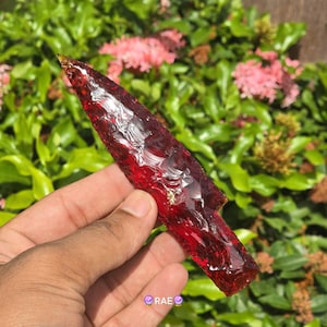 Red obsidian Hand Knapped, Glass, Handmade Hand Knapped, Crystal Daggers, Home Decor, Crystal Gift (Approximate Size: 5&quot;- 6&quot;)