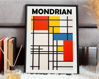 Piet Mondrian Poster - Dutch Abstract Wall Art as Piet Mondrian Print - Mondrian Exhibition - Mondrian Print - Mondrian Poster