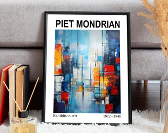 Piet Mondrian Poster - Dutch Abstract Wall Art as Piet Mondrian Print - Mondrian Exhibition - Mondrian Print - Mondrian Poster