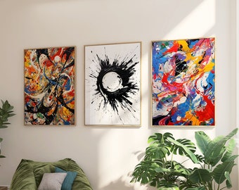 Jackson Pollock Poster Set - 3 piece high quality Pollock painting set for your home or as a gift - Pollock print - Pollock art