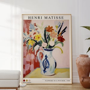 Henri Matisse Flowers in a Pitcher Poster, Matisse Painting, Matisse Art I Henri Matisse Poster, Modern Gallery Art, Matisse gift