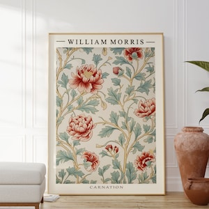 William Morris Poster - Carnation, Flower Art, William Morris Print, William Morris Art, Morris Poster, Morris Artwork, Mid Century