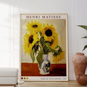 Cartel de Henri Matisse - Jarrón de girasoles, Pintura de Matisse, Arte de Matisse, Exposición de Henri Matisse, Arte de galería moderna, Regalo de Matisse