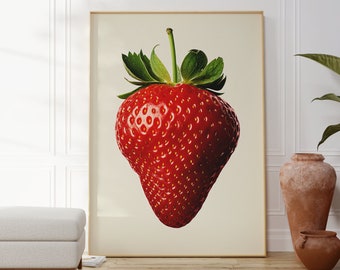 Strawberry poster, fruit poster, vintage poster, strawberry print, strawberry picture, strawberry drawing, fruit poster
