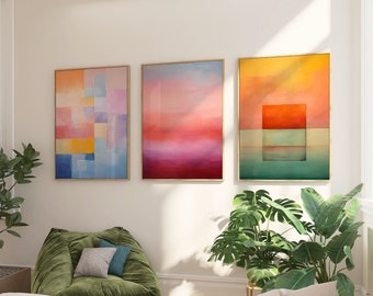 Rothko Poster Set - 3 pièces d’art mural Rothko abstrait de haute qualité - Décoration murale moderne comme impression Mark Rothko - Ensemble Rothko 3 pièces