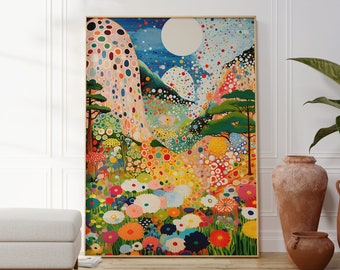 Yayoi Kusama Poster - Abstrakte Japanische Wandkunst im Punkt Kunst Stil - Yayoi Kusama Druck - Hochwertige Japandi Poster - Farbfrohe Kunst