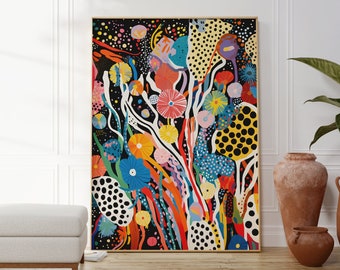 Yayoi Kusama Poster - Abstract Japanese Wall Art in Dot Art Style - Yayoi Kusama Print - High Quality Japandi Posters - Colorful Art