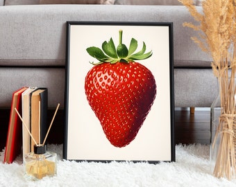 Strawberry poster, fruit poster, vintage poster, strawberry print, strawberry picture, strawberry drawing, fruit poster, detailed