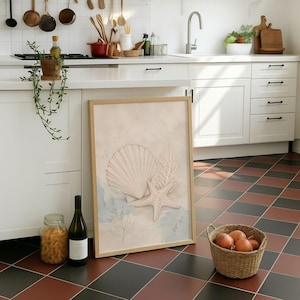 Seashell Wall Art | Starfish Poster | Coastal Shell Print | Neutral Beach Bathroom Decor | Soft Ocean Nursery Art