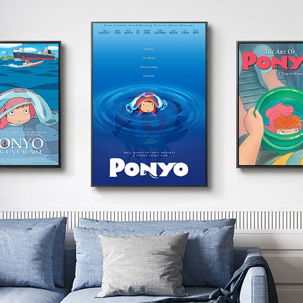 Ponyo on the Cliff by the Sea Movie Poster Series - Authentic Film Memorabilia - High-quality Canvas Prints for Decoration