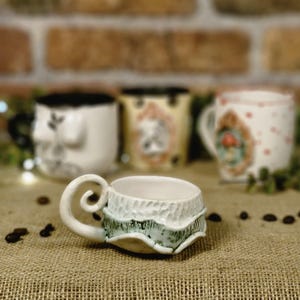 Handmade Ceramic Coffee Cup, Rustic Espresso Mug, Artisan Pottery Coffee Mug, Unique Gift Idea, Green Ceramic Tea Cup, Vintage Style Cup