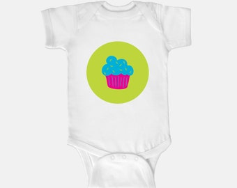 Body per neonati a maniche corte Cupcake blu, Idee regalo per neonati, Regalo per la doccia, Abbigliamento per neonati, Baby Shower, Tutina