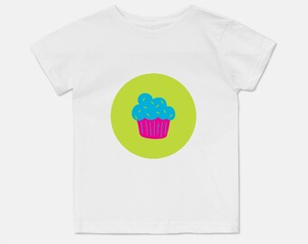 Maglietta per bambini a maniche corte blu Cupcake, Idee regalo per bambini, Maglietta per bambini, Regali unici per bambini