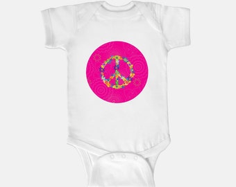 Body per neonati a maniche corte con segno di pace floreale, idee regalo per neonati, regalo per la doccia, abbigliamento per neonati, baby shower, tutina