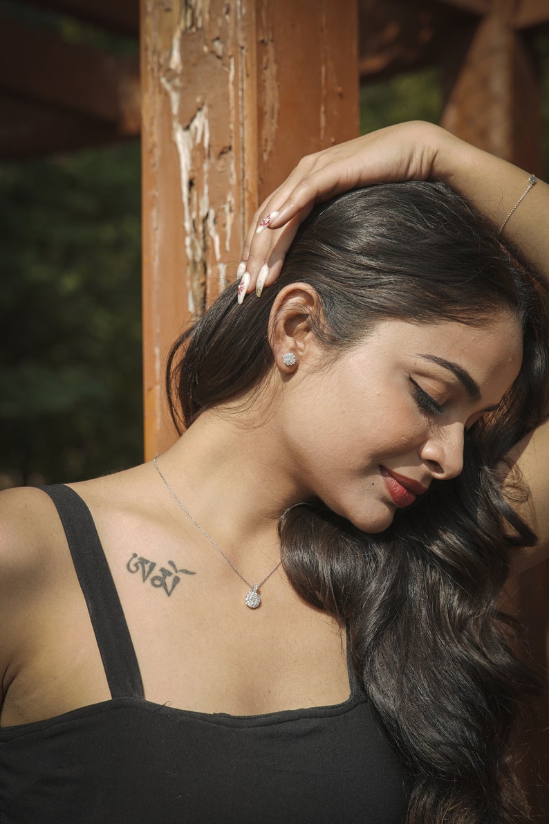 Cubic Zirconia Sterling Silver Matching Gemstone Pendant Necklace