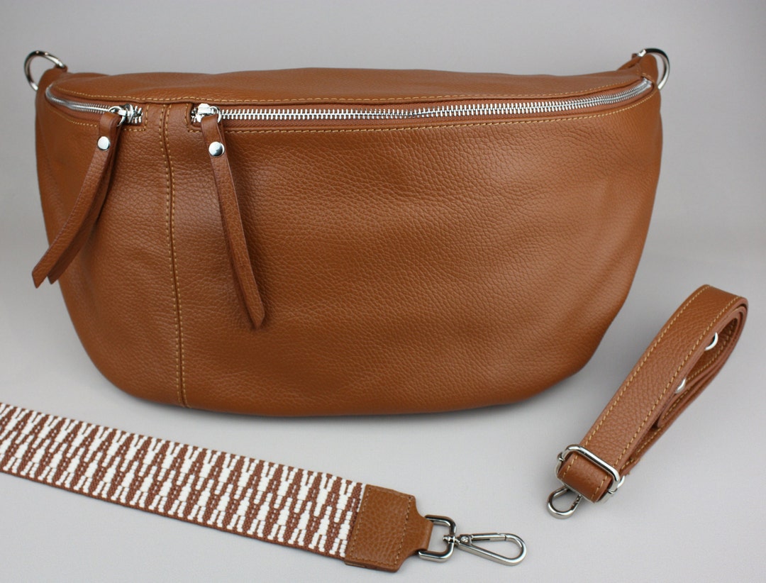 XXL Leather Fanny Pack in Cognac Large Fanny Pack Fanny Pack Etsy