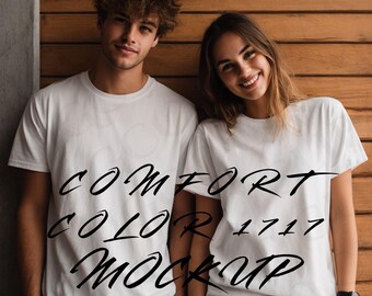 Comfort Colors 1717 T Shirt Mockup, Couple T Shirt Mockup, Unisex Shirt Mockup, Lifestyle Apparel Mockup, JPG PNG Mockup