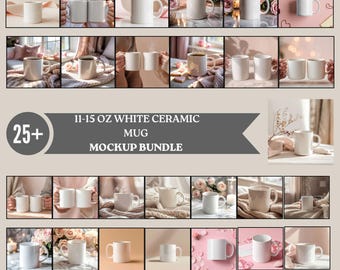 Kaffemuggmodellpaket: Neutral livsstil, 25+ JPG PNG-set