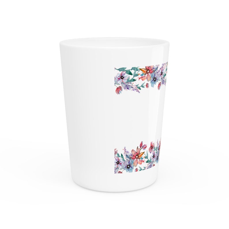 Artistic 1.9 Oz Espresso Shot Mug in White, Eyecatching Printed Design