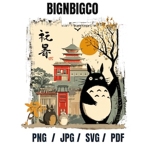 Totoro Anime Shirt Digital SVG, süße japanische Cartoon für POD Verkäufer Design, Ghibli Style Anime Liebhaber Geschenke PNG, Geschenk für Miyazaki Fans