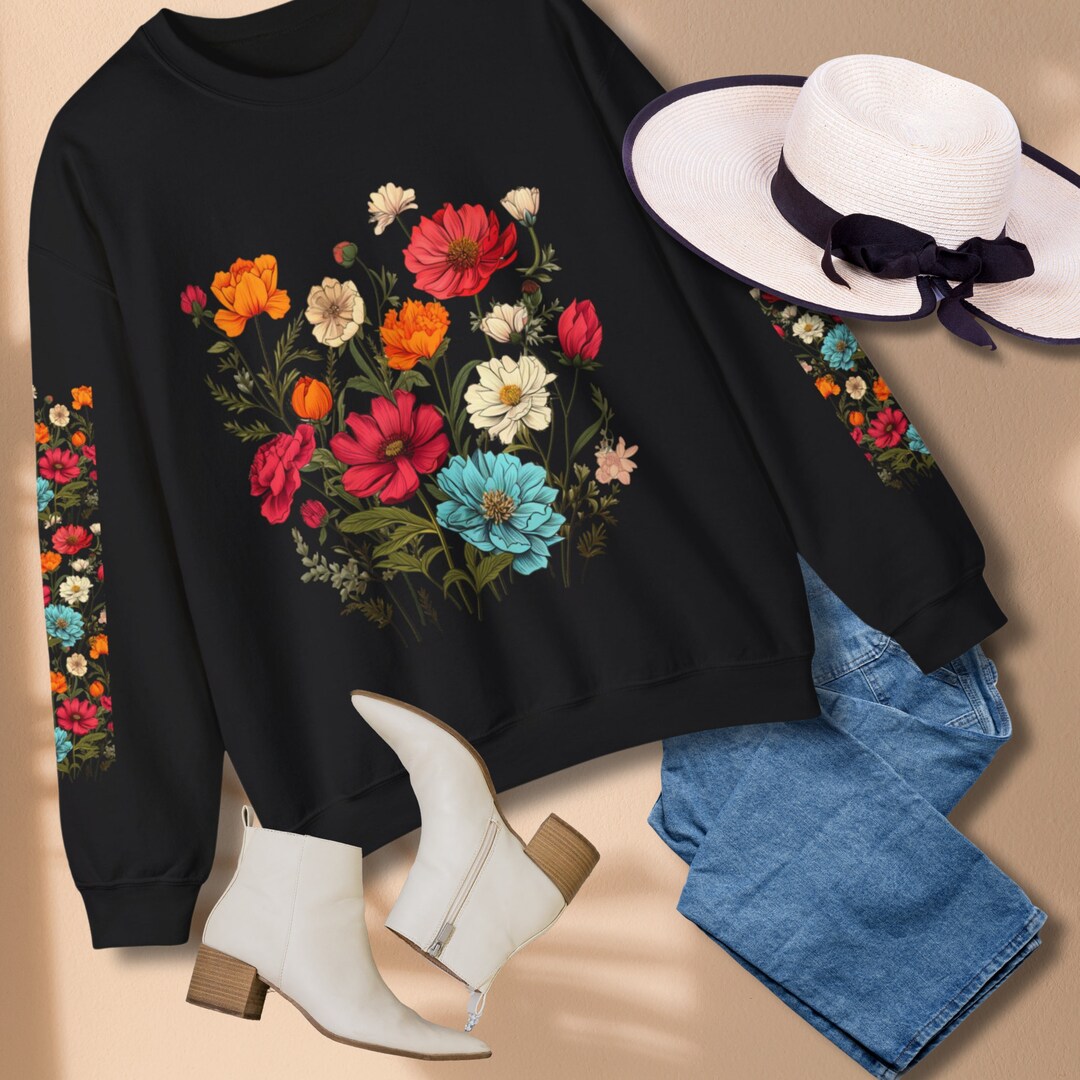 Vintage Floral Art Print Casual Sweatshirt main image 1
