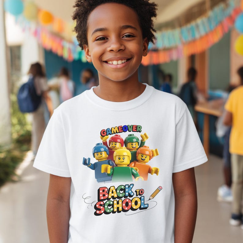 Shirt &amp; Sticker Printables , Back to School Digital Bundle , Game Over School Designs for Kids ...