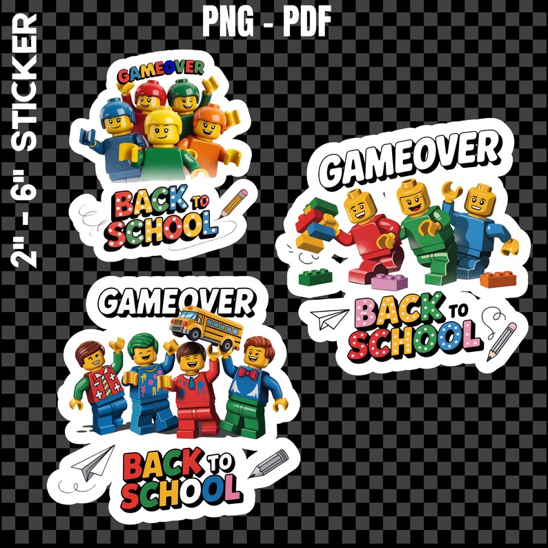 Shirt &amp; Sticker Printables , Back to School Digital Bundle , Game Over School Designs for Kids ...