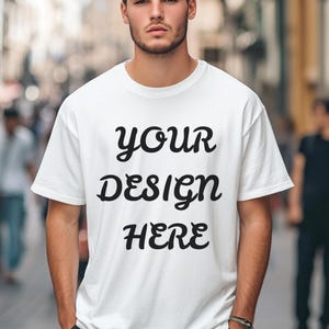 Mockup White Color Comfort Colors C1717 Man Model, Comfort Colors 1717 T-shirt Mockup, Aesthetic Mock, Men Mockup Download, 1717 Mockup File