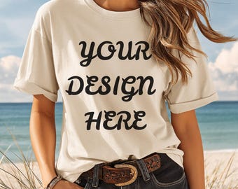 Comfort Colors 1717 T-Shirt Mockup, Elfenbeinfarbenes T-Shirt Mockup, Comfort Colors Mockup, Übergroßes Shirt Mockup, digitaler Download