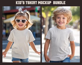 Kinder Tshirt Mockup Bundle, hinten und vorne Kinder Shirt Mockup Bundle, niedliches Mädchen und Jungen Modell, Kleinkind Mockup Kind Bundle Gildan Kids Mockup