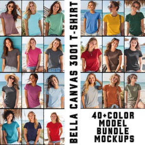 40+ Colors Bella Canvas 3001 Mockups, Summer TShirt Mockup Bundle, 3001 Bella Canvas Bundle, POD Mockup, Best T-Shirt Mockup Bundle