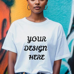 Woman&#39;s T-Shirt Mockup: Smart Object PSD, PNG & JPG (Digital Download)