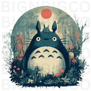 Totoro Anime Shirt Digital SVG, Cute Japanese Cartoon for POD Seller Design , Ghibli Style Anime Lovers Gifts PNG, Ideal Gift for Anime Fans