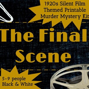 The Final Scene Digital Murder Mystery Party 5-9 person version, Group Game Printable Solve a Whodunnit Murder Mystery Diner Black and White