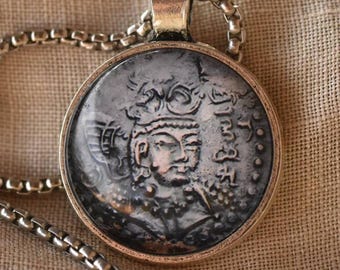 Gokturk Khaganate-munt, de hanger van Gokturk, het Gokturk-kanaat, Gokturk-munthanger, Turkse hanger, Göktürk, Turkse ketting