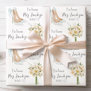 Papel de regalo personalizado para despedida de soltera: papel de regalo floral para boda